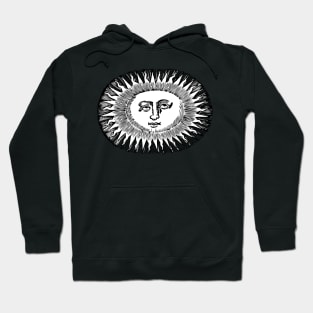 celestial bored sun with face line drawing vintage rays Hoodie